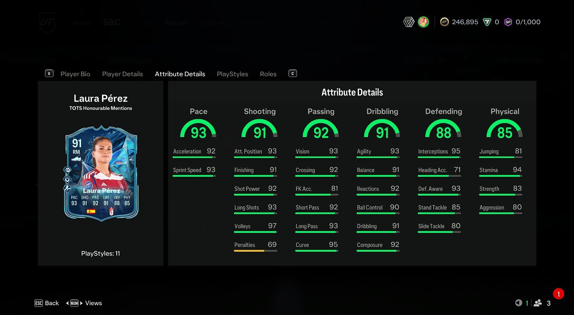 Perez Martin TOTS SBC attributes (Image via EA Sports)